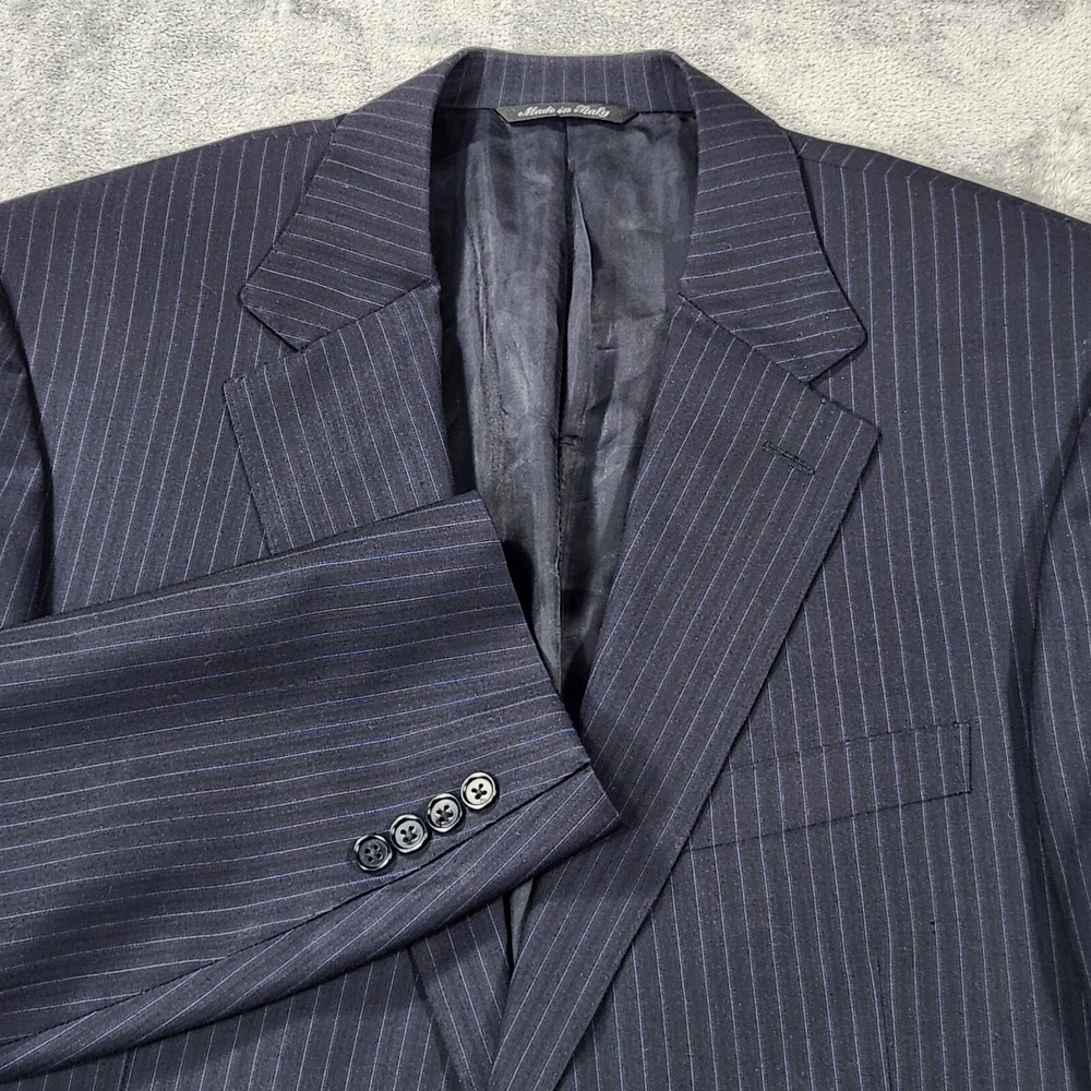 Canali Blazer Mens 44 Made in Italy Blue Pinstripe Wool 2-Button Suit Jacket